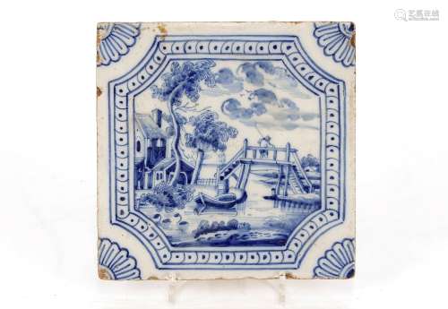 Two 18th Century Liverpool blue and white tiles, hand painte...