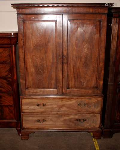 A George III mahogany line press, fitted interior sliding tr...