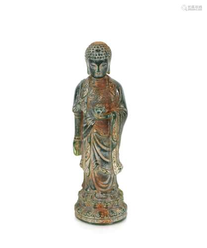 A jade type hardstone figure of an immortal, 20cm high