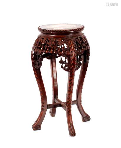 An early 20th Century Chinese carved hardwood and marble ins...