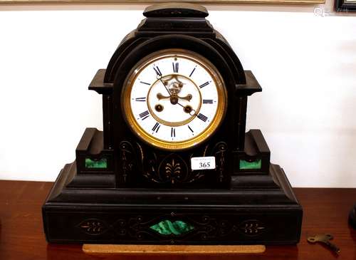 A 19th Century French marble cased mantel clock, of architec...