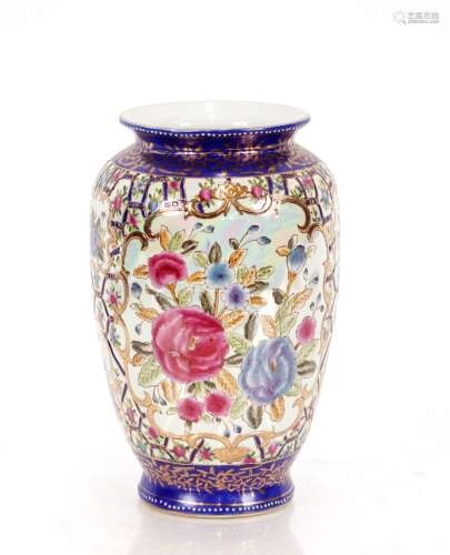 A large Oriental famille rose decorated baluster vase, 30cm ...