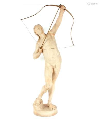 Neils Holme 1806-1933, a pottery sculpture of a naked archer...