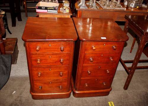 A pair of Victorian mahogany pot cupboards, with mock four d...