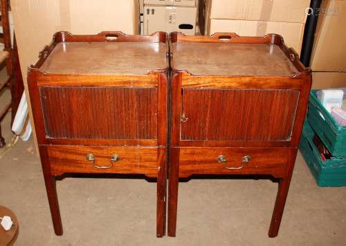 A pair of George III design mahogany bedside chest