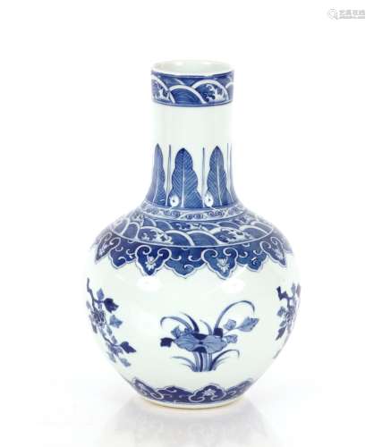 A Chinese blue and white baluster vase, with floral decorati...