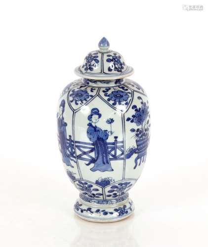 A 20th Century Chinese baluster vase, having domed cover, th...