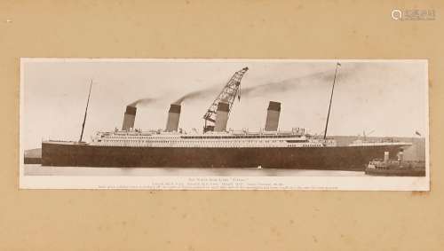 A photographic print, of The Titanic, image 9cm x 27cm