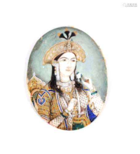 A miniature Indian portrait on ivory, 9.3cm x 7cm