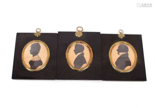 Three 19th Century silhouette miniatures, one of M