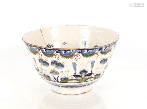 A rare Bristol Delftware polychrome punch bowl, circa 1730, ...