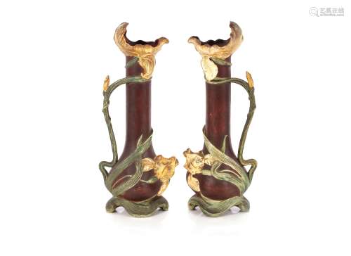 A pair of Art Nouveau and Amphora type Austrian Iris ewers, ...
