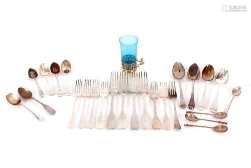 Various Georgian, Victorian and later silver flatware, etc.