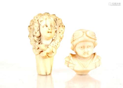 Two finely carved 19th Century ivory studies of children's h...