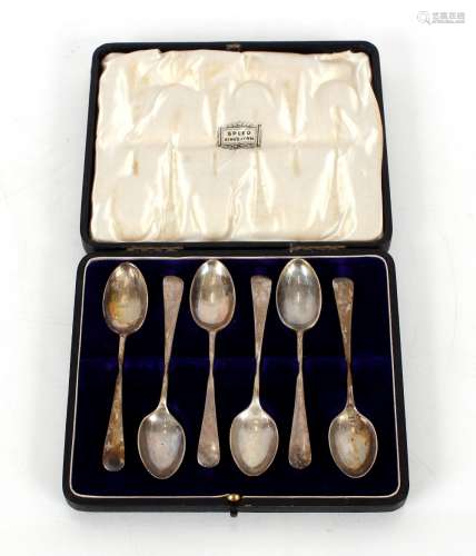 A cased set of silver silver teaspoons, Sheffield 1912