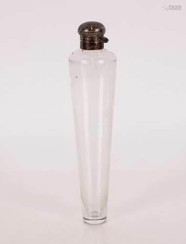 A glass and silver plate mounted hunting flask, of tapering ...