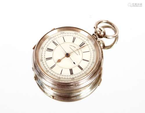 A silver cased chronograph pocket watch