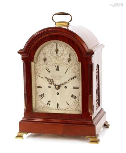 A late 19th Century mahogany cased chiming bracket clock, by...