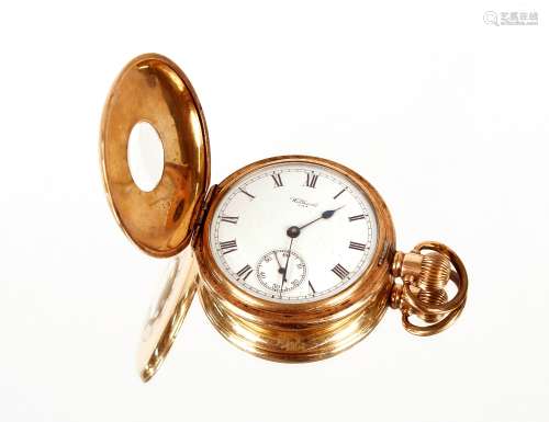 A gold plated Waltham half hunter pocket watch; and a gold p...