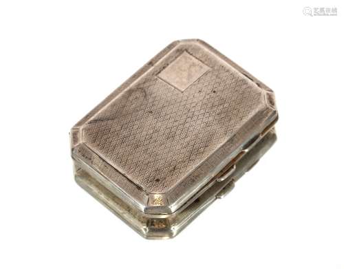A George V silver cigarette case, with engine turned decorat...