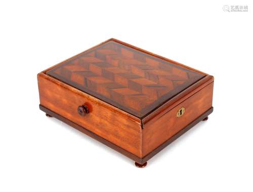 A 19th Century mahogany and rosewood box, having parquetry s...