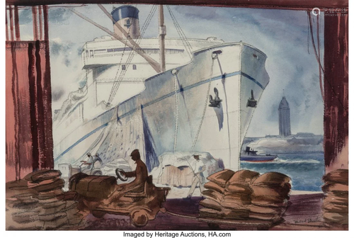 Millard Sheets (American, 1907-1989) Ships at Do