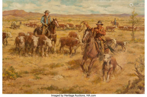 Victor Olson (American, 1924-2007) Wrangling Ste