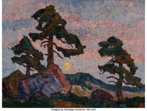 Birger Sandzén (American, 1871-1954) Moonlight,