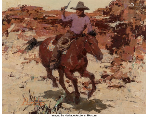 Burt Procter (American, 1901-1980) Cowboy on Hor
