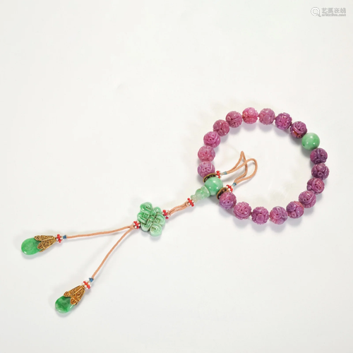 A Tourmaline Prayer Beads Qing Dynasty