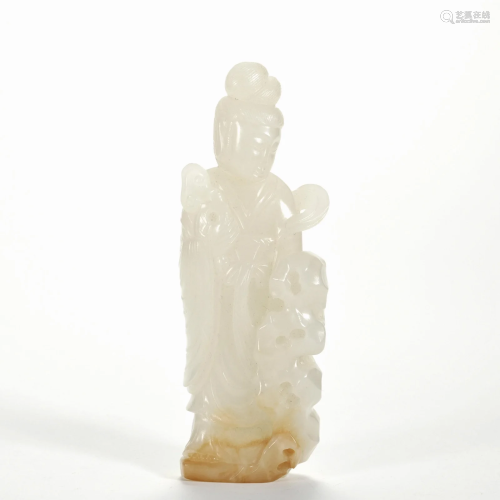 A Carved White Guanyin Qing Dynasty