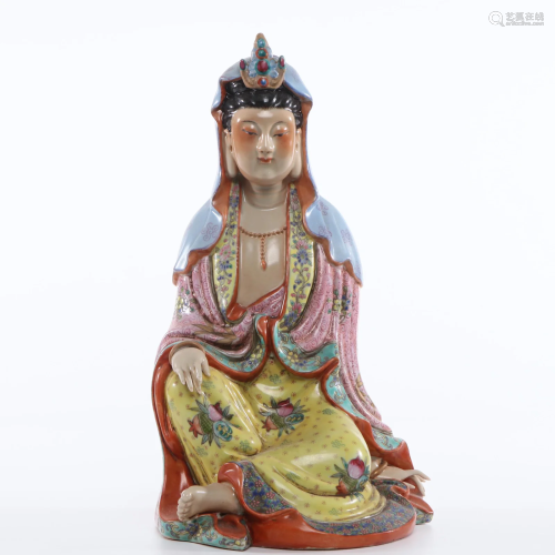 A Famille Rose Seated Bodhisattva Qing Dynasty