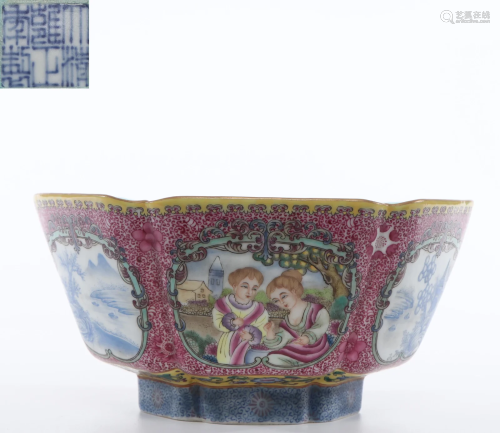 A Yangcai Glazed Bowl Qing Dynasty