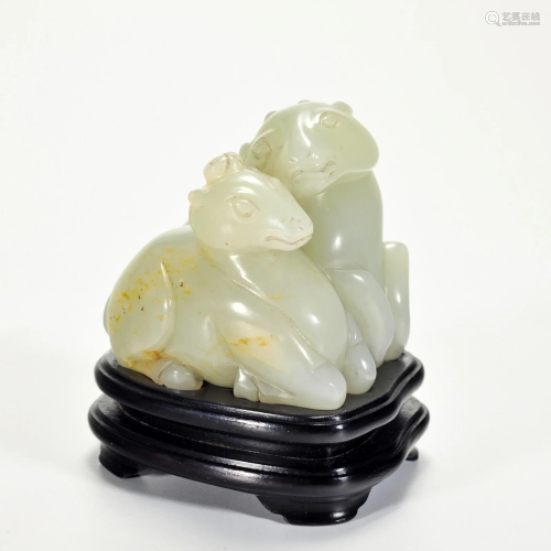 A Carved White Jade Horse Qing Dynasty