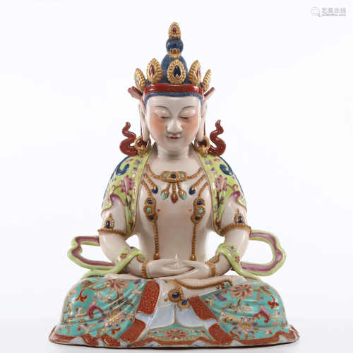 A Famille Rose Seated Bodhisattva Qing Dynasty