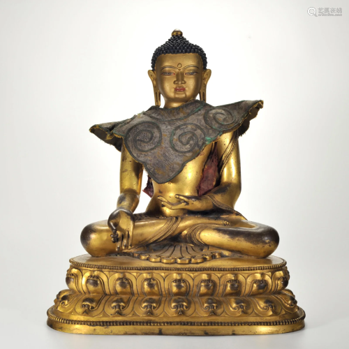 A Gilt-bronze Seated Buddha