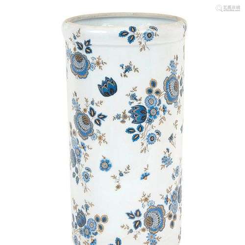 LIMOGES Vase rouleau en porcelaine à fond blanc et décor en ...