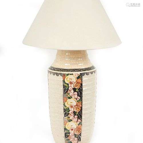 Michel FEDI (1943) Lampe en céramique vernissée à reflets mé...