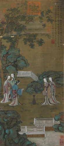 A Chinese Scroll Painting By Zhou Wenju