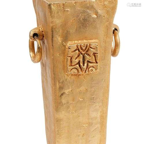 Pierre CASENOVE (1943) Important vase à anses en bronze doré...