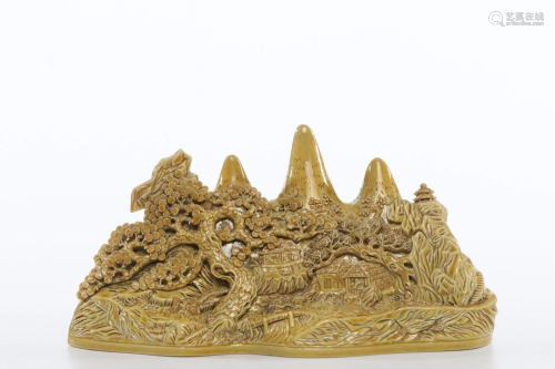 A Yellow Glazed Brushrest Qing Dynasty