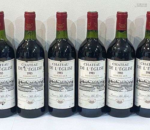 10 Btes Chateau de l Eglise 1983 Bordeaux Etiquettes et caps...