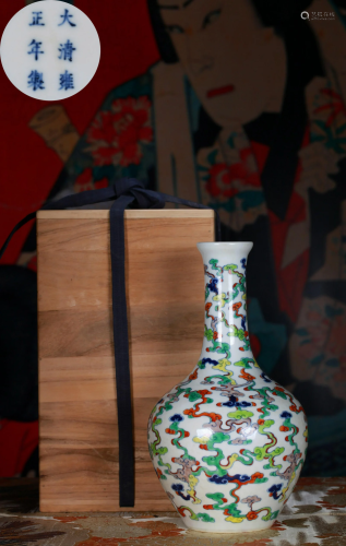 A Doucai Glazed Longneck Vase Qing Dynasty