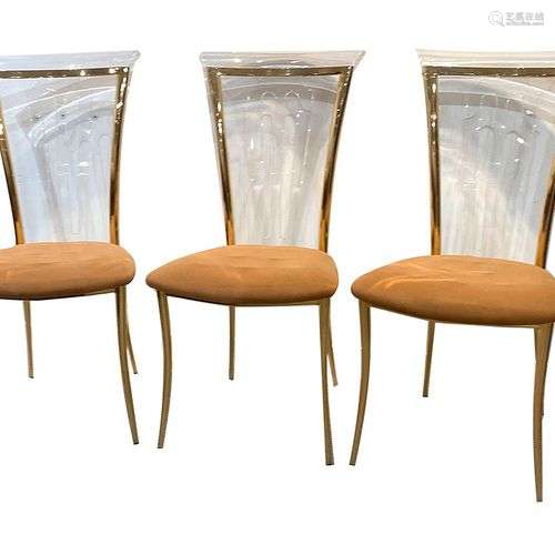 MAISON ROMEO Suite de six élégantes chaises en métal doré et...