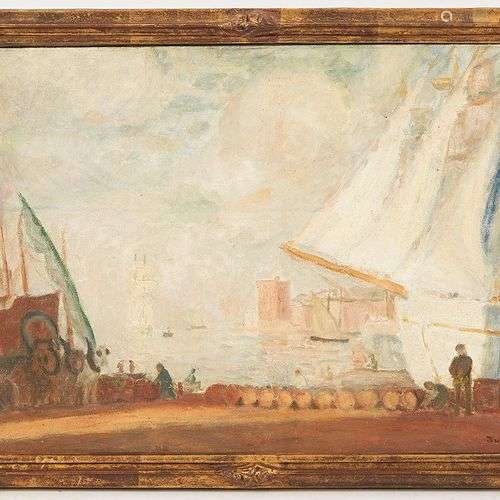 Eugène Antoine DURENNE (1860-1944) Entrée de port Huile sur ...