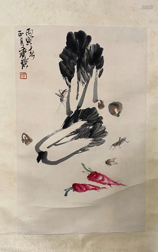 A Chinese Scroll Painting By Qi Baishi