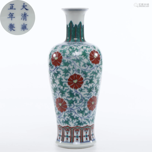 A Doucai Floral Scrolls Vase Qing Dynasty