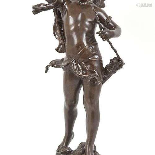 Auguste MOREAU (1834-1917) (D après) Cupidon Bronze à patine...