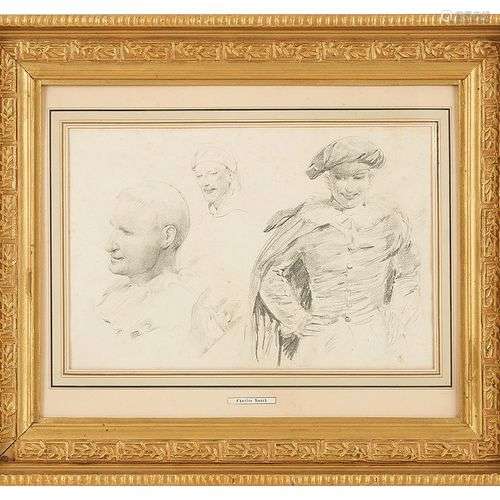 Charles HUARD (1874-1965) Etude de personnages Dessin à la m...