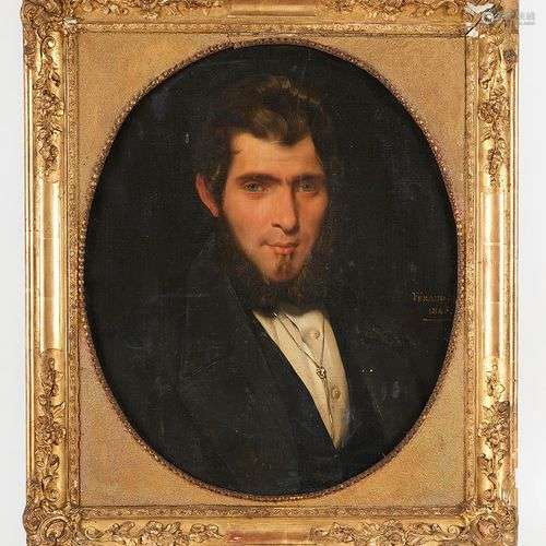 Vincent FÉRAUD (1800-1875) Portrait de jeune homme à la barb...